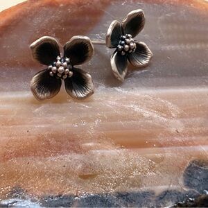 Elegant Silver Floral Earrings by The Noisy Plume